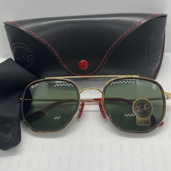 BNIB Never Worn Rayban Ferrari Scuderia Rb3748 TortoiseGold/Green - Picture 3 of 6
